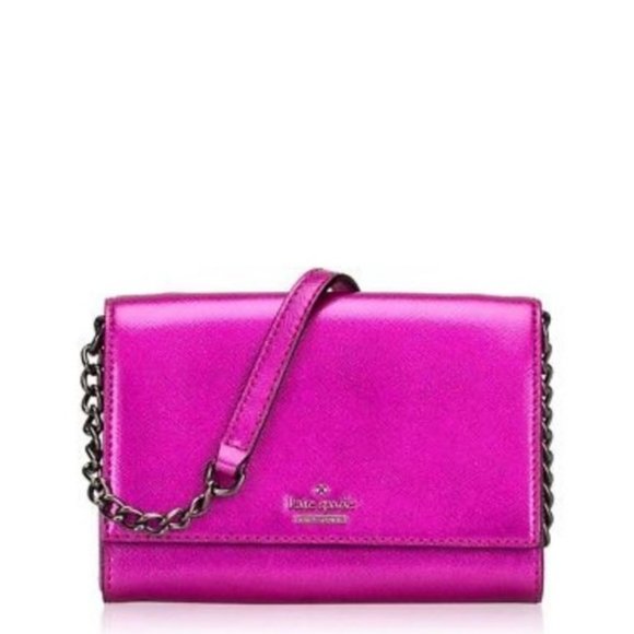 Kate Spade Cami Cameron Street Metallic Clutch Purse in Baja Rose - Picture 1 of 11